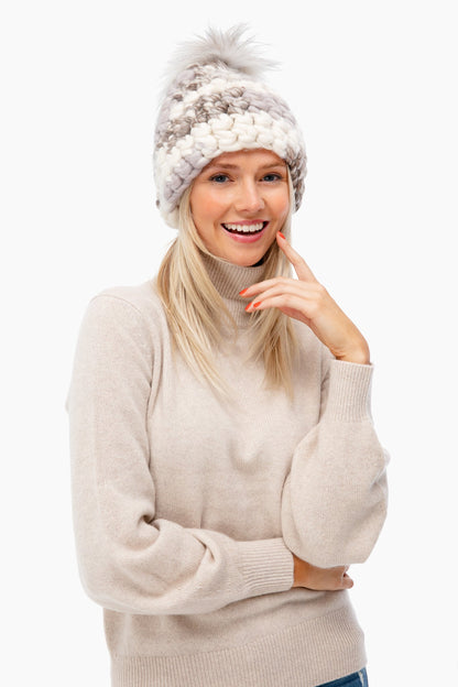 Light Melange Deep Pom Beanie