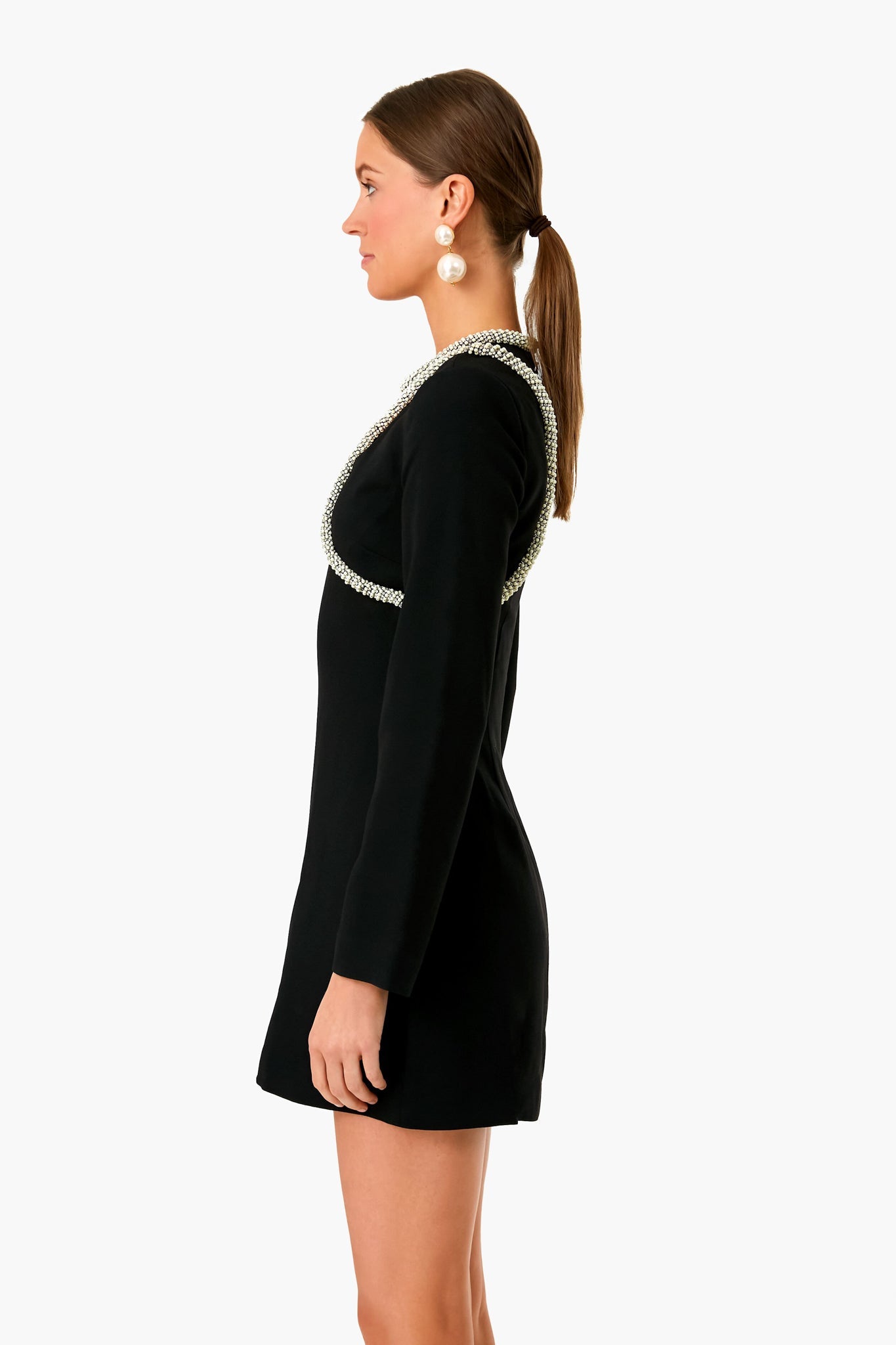 Black Katharine Diamante Embroidery Cutout Mini Dress