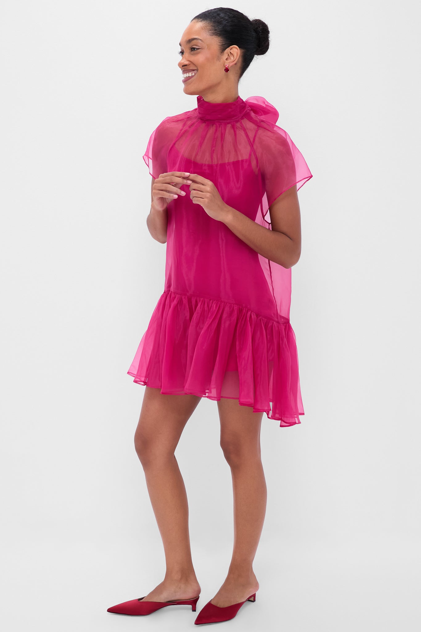 Pomegranate Beaux Tiered Mini Dress