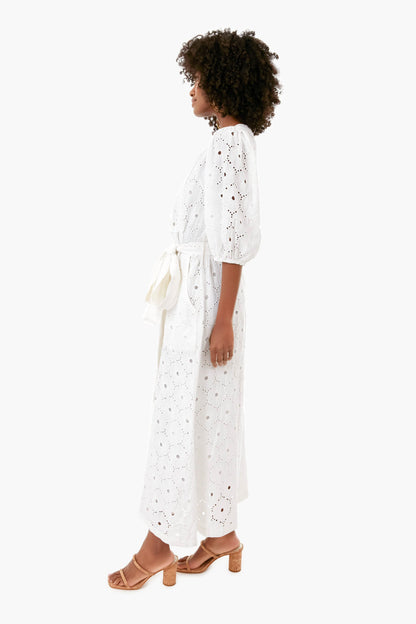 White Eyelet Gerbera Daisy Carmel Kaftan
