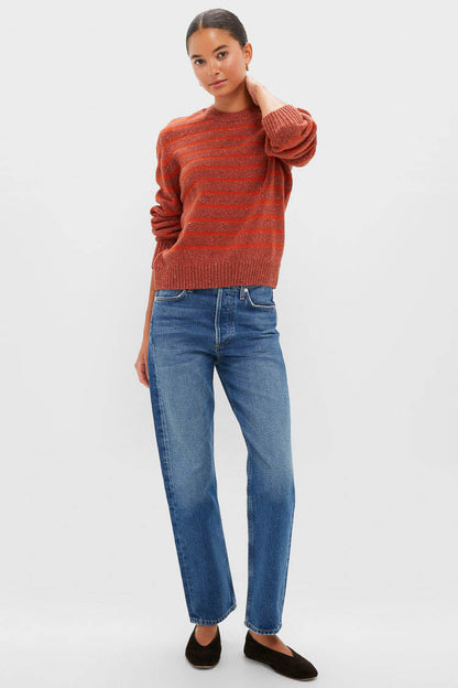 Burnt Orange Stripe Claydon Knitted Jumper