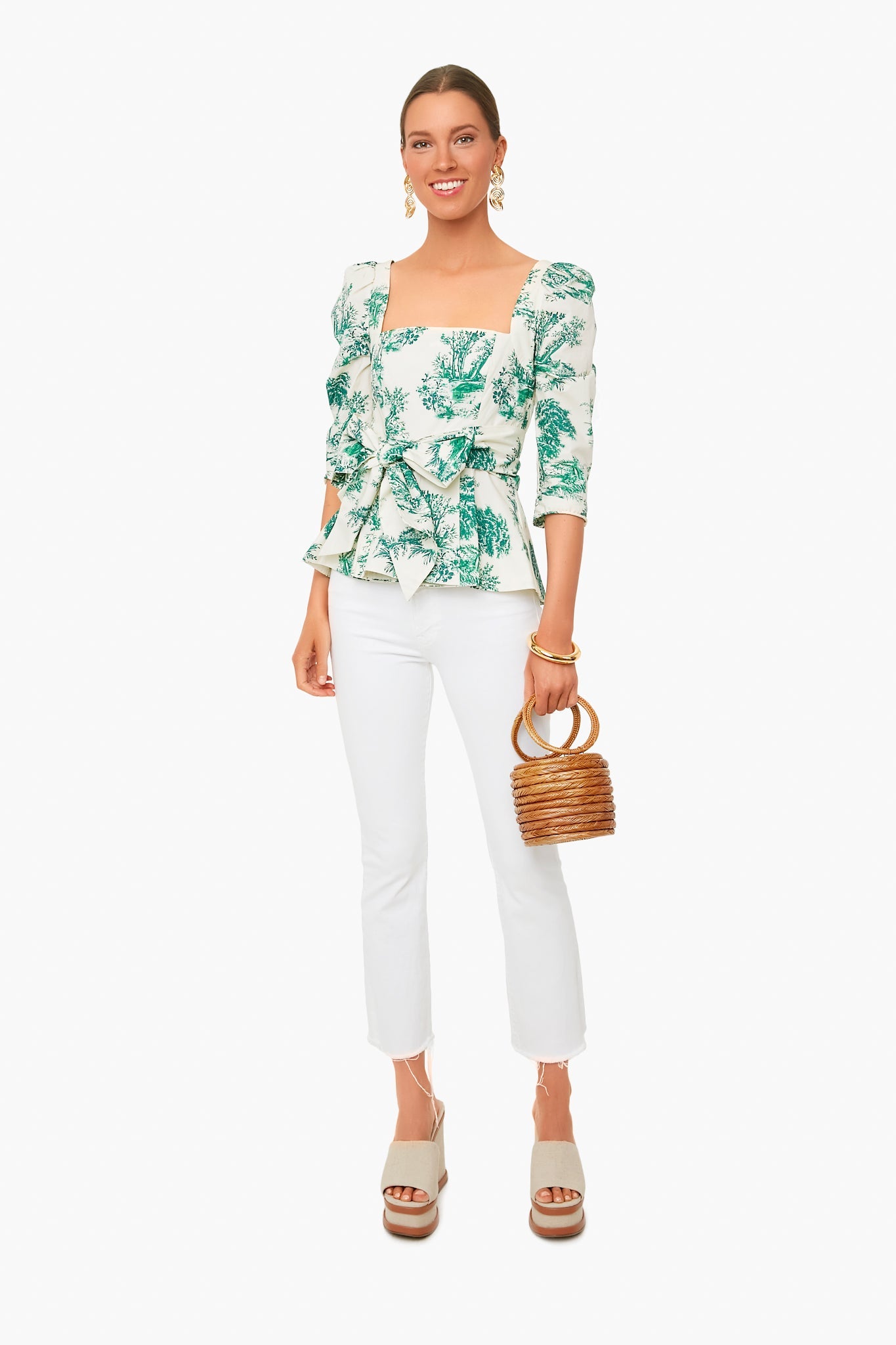 Forest Toile Green Lauren Top