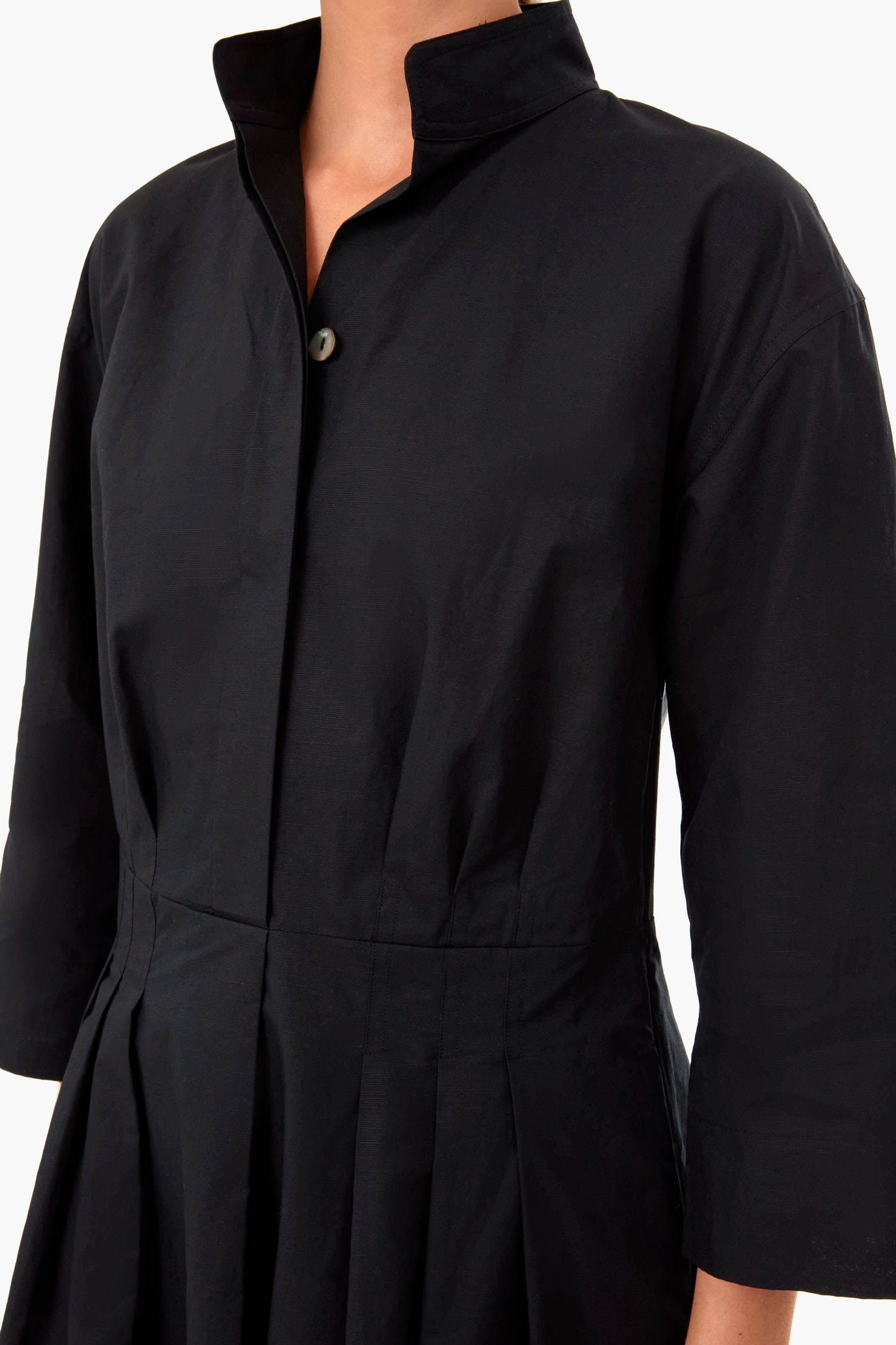 Black Fitted Band Collar Mini Dress