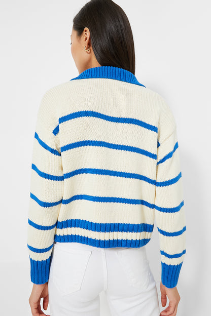 Cerulean Stripe Charlie Polo Sweater