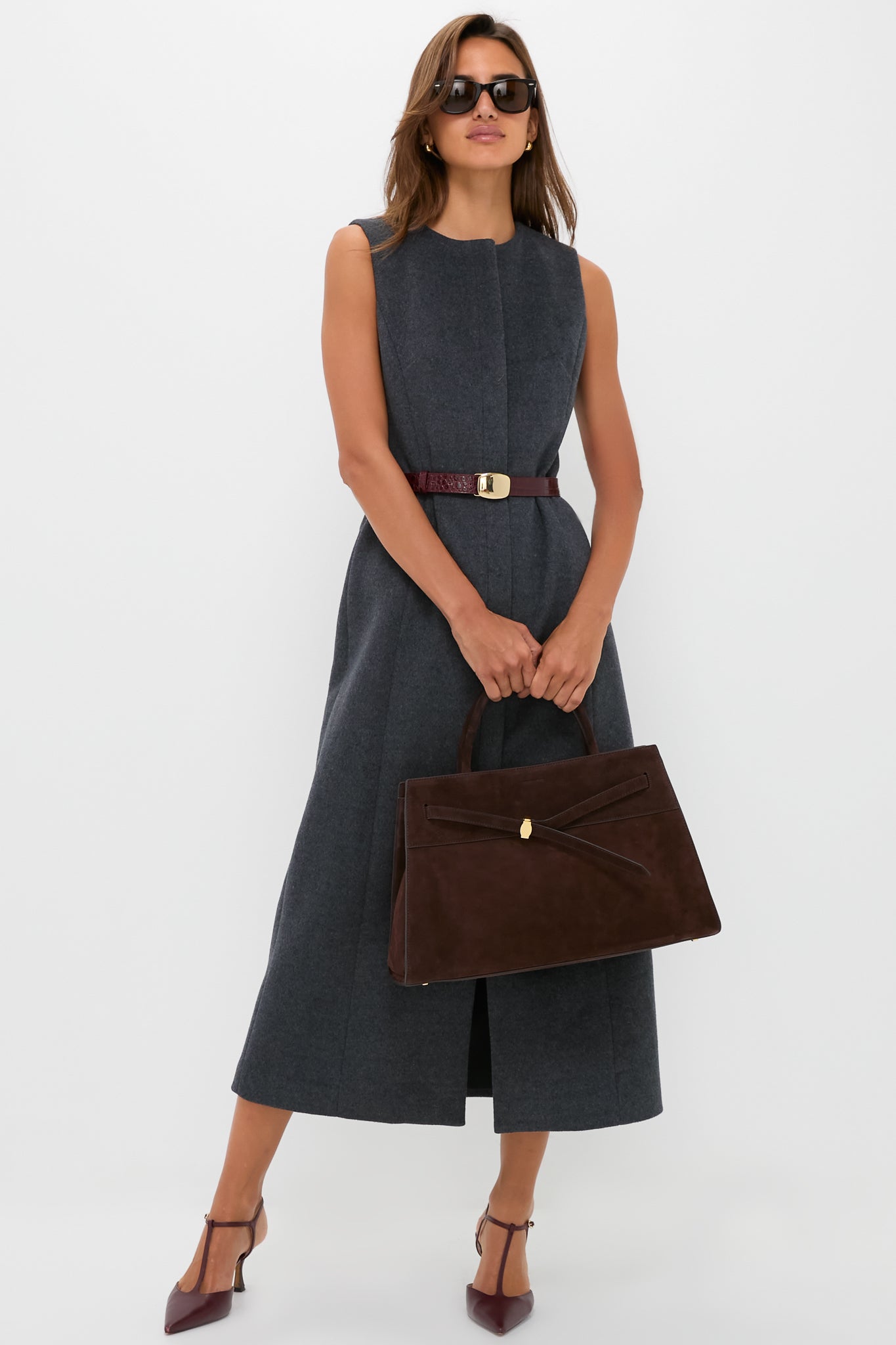 Gray Wool Rhoda Midi Dress