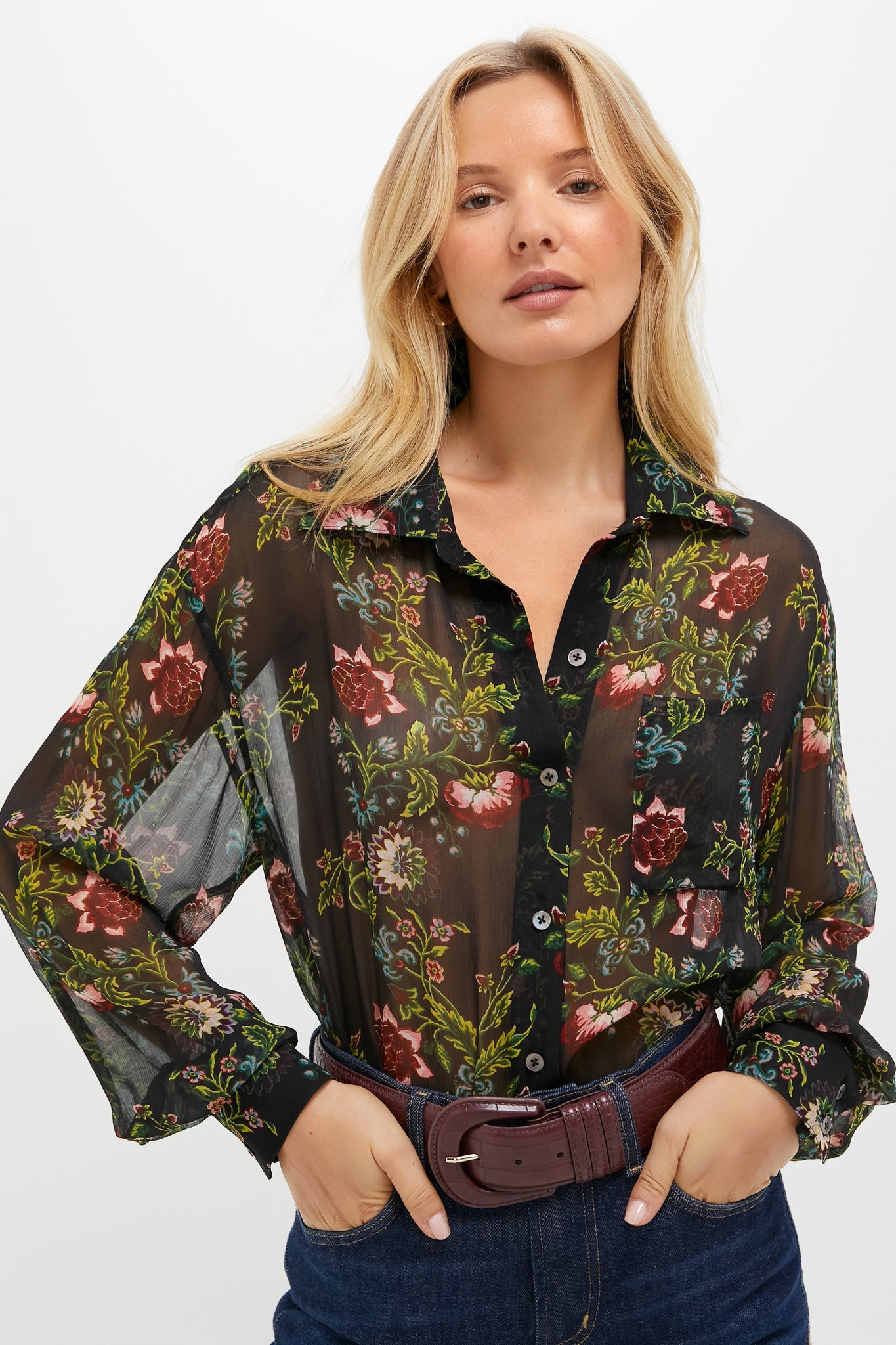 Midnight Moonflower Sheer Alysse Blouse