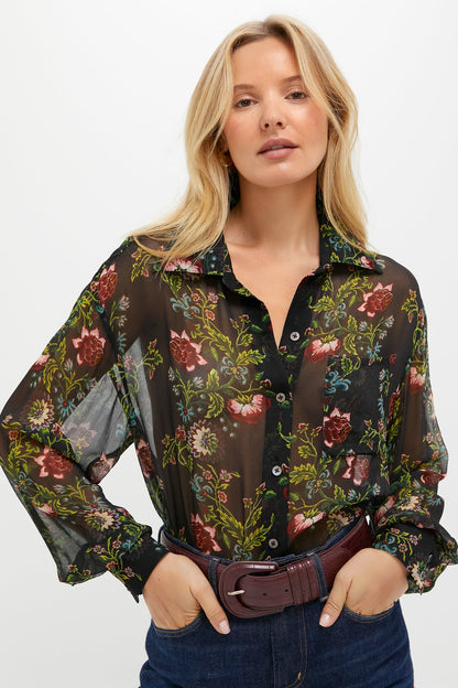 Midnight Moonflower Sheer Alysse Blouse