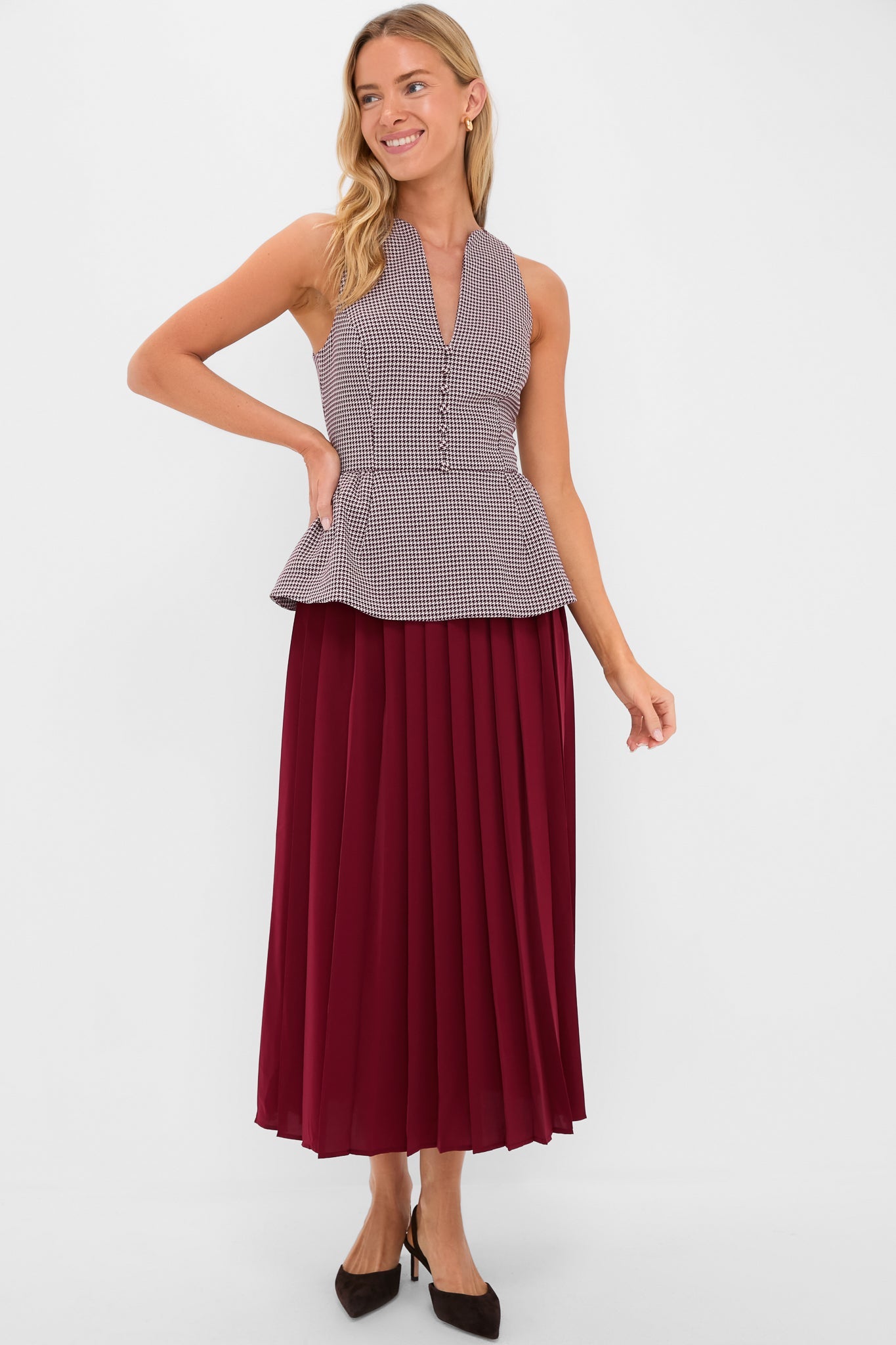 Berry Long Peplum Dress