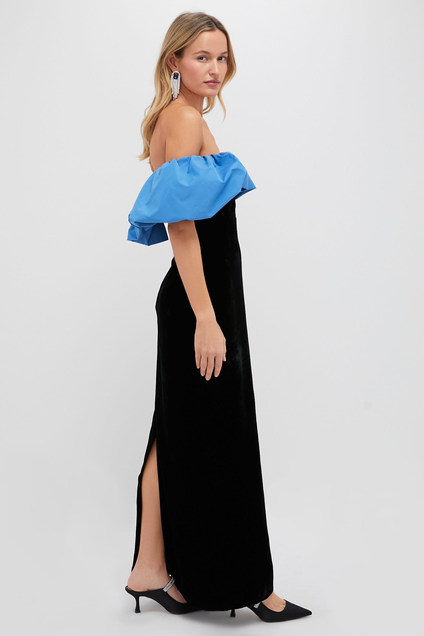 Zanzibar Blue and Black Velvet Artemis Dress
