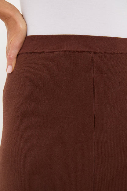 Chocolate Brown Knit Philomena Midi Skirt