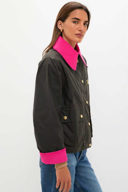 Olive and Hot Pink Icons Spey Wax Jacket