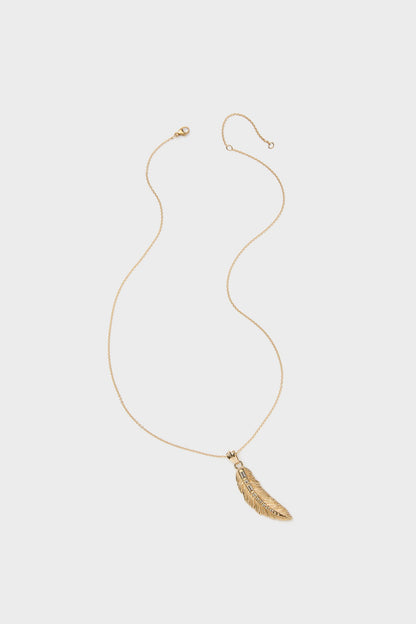 Gold Lucky Feather Pendant