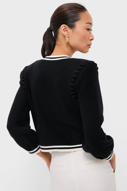Black and Ivory Kaito Contrast Trim Crop Cardi
