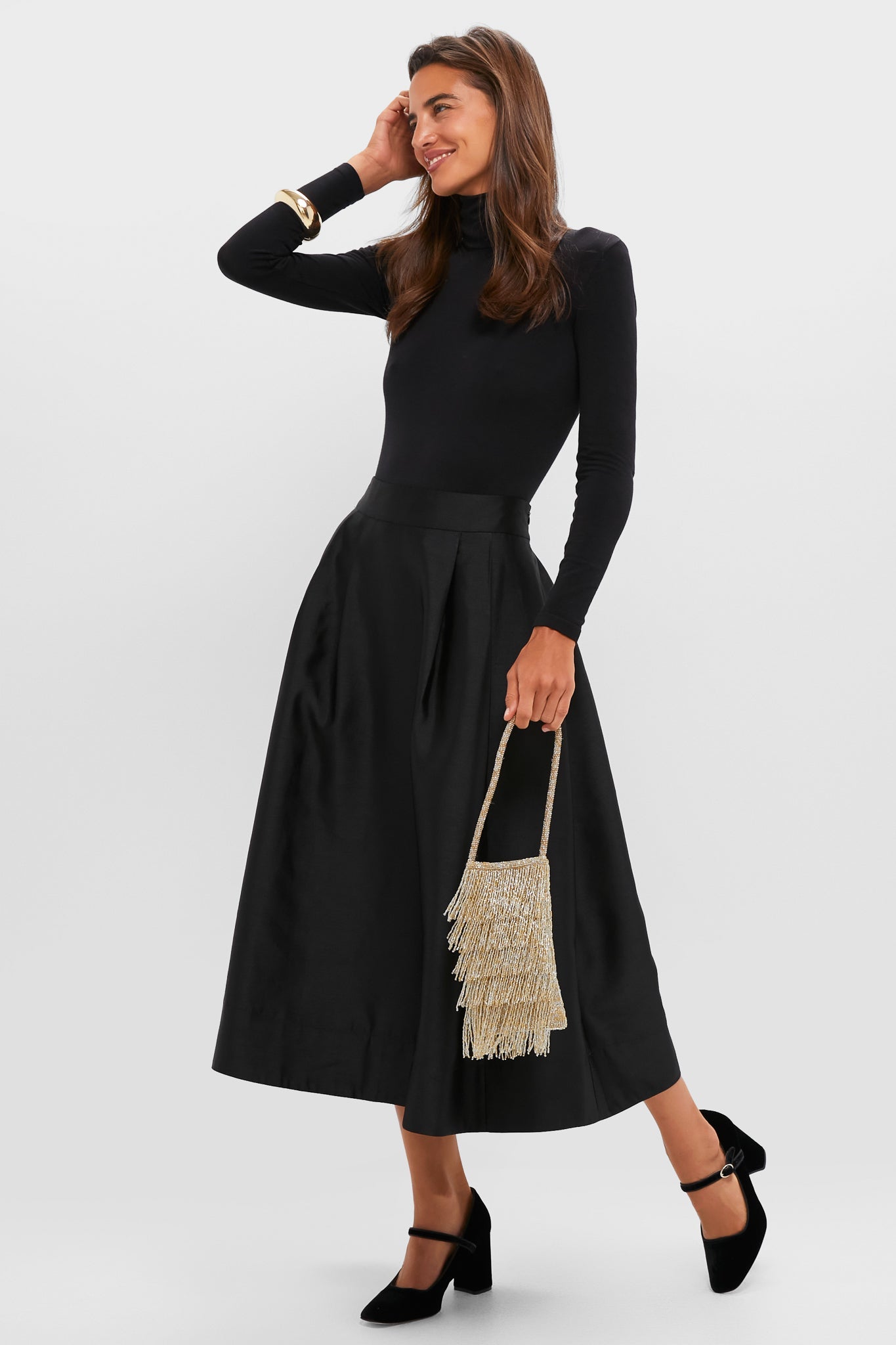 Black Dupioni Kendall Skirt