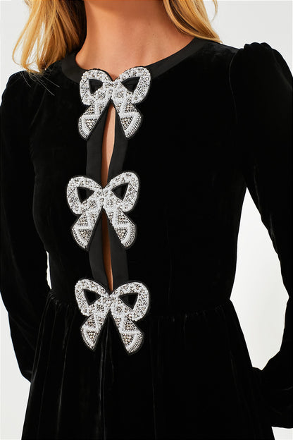Black Camille Bows Dress