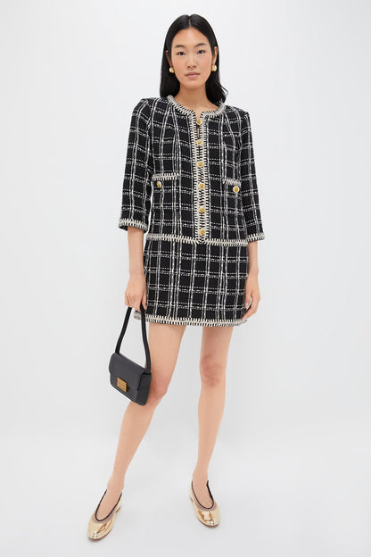 Embellished Black Tweed Onassis Dress