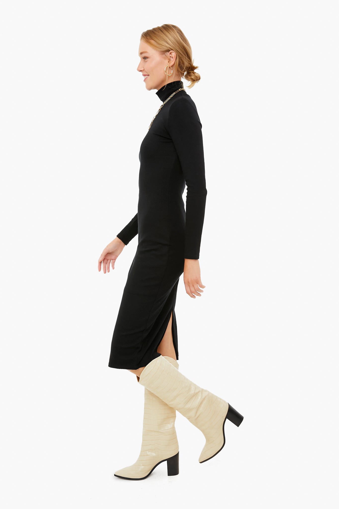 Black Lexi Turtleneck Midi Dress