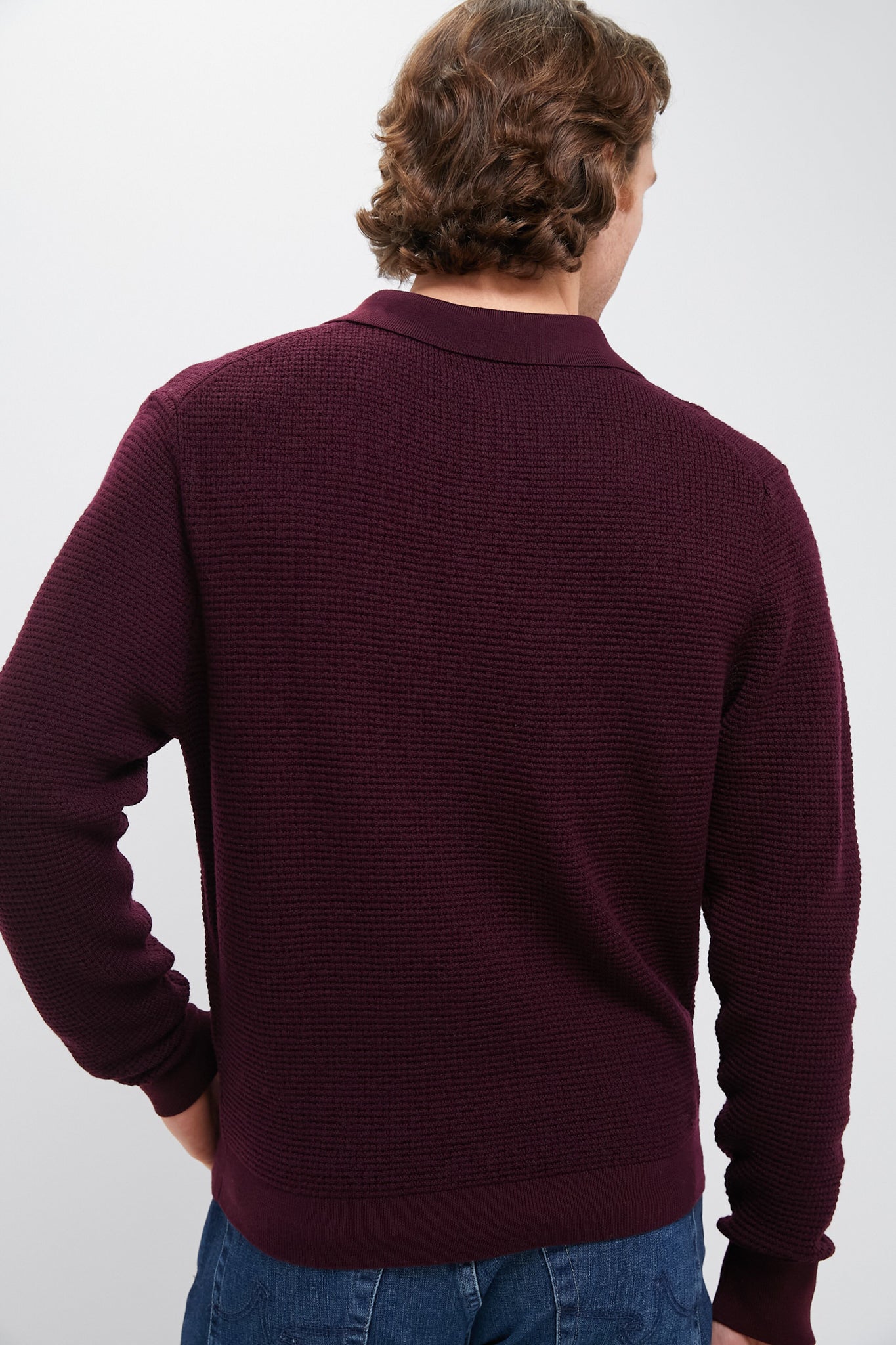 Burgundy Merino Waffle Polo