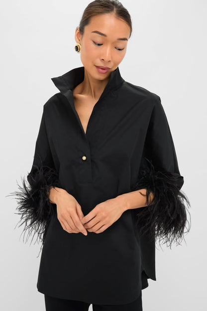 Black Feather Willow Blouse