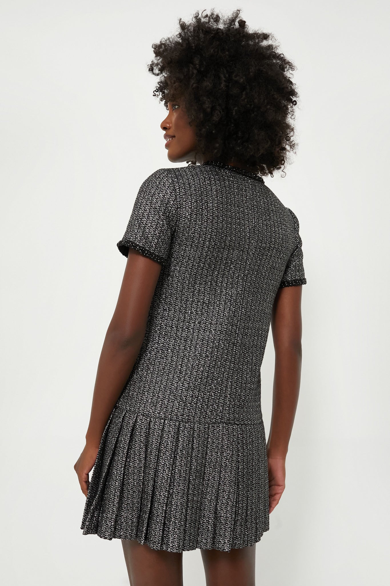 Black Metallic Boucle Mini Dress