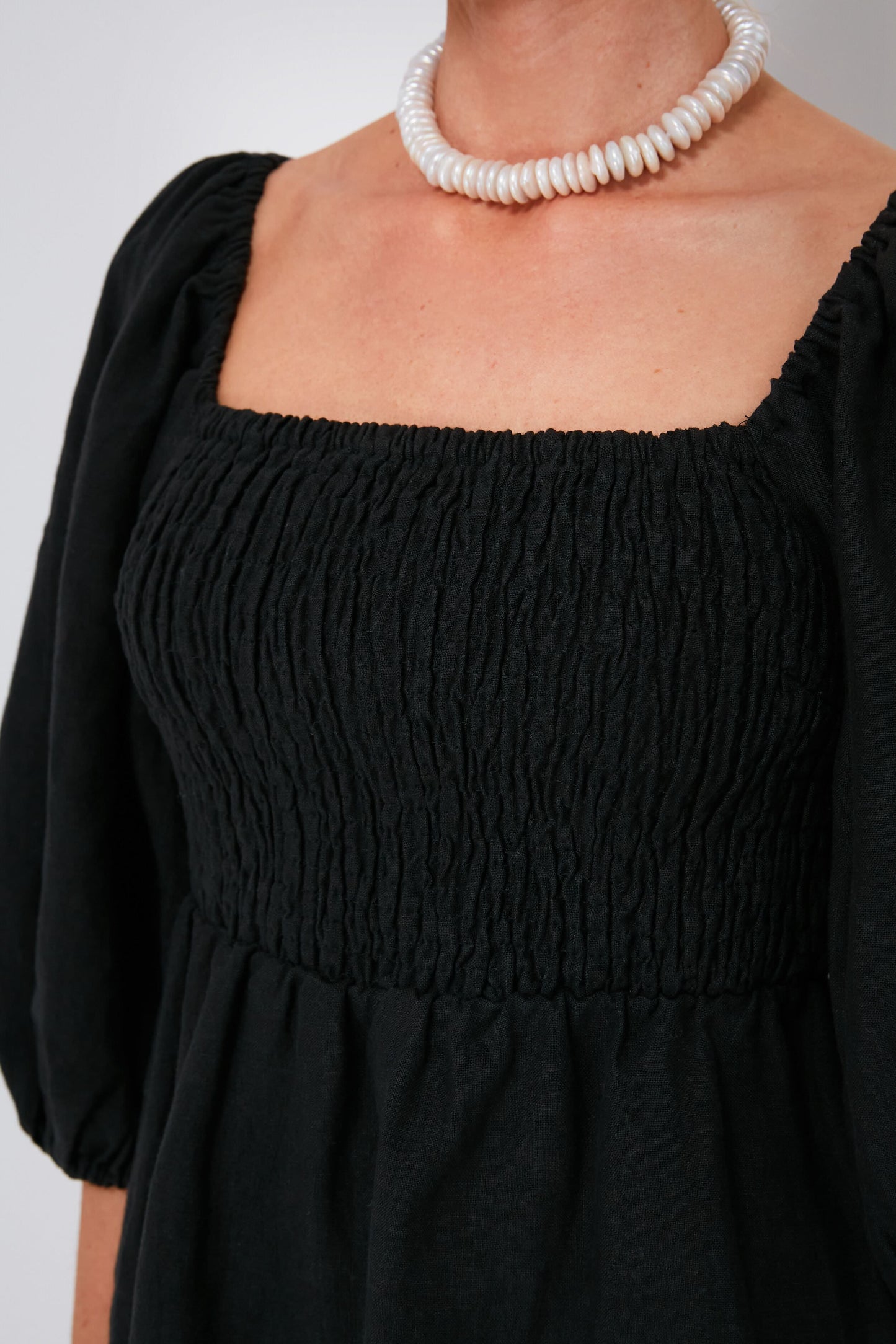 Black Annie Smocked Dress