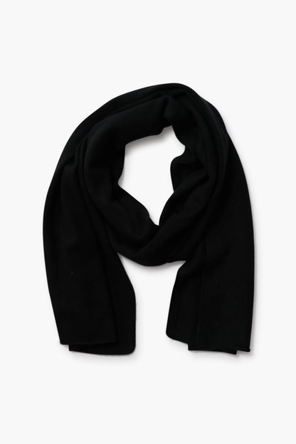 Black Boiled Cashmere Clean Edge Knit Scarf