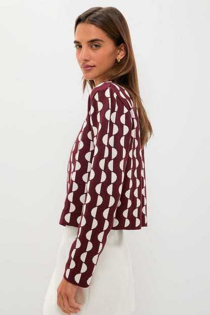Wine and Off White Copa Knit Jacket