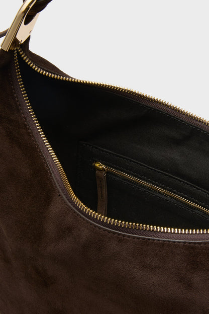 Tmoro Suede with Gold Morgan Shoulder Bag