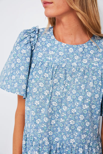 Blue and White Floral Romy Mini Dress
