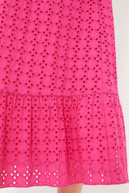 Pink Eyelet Midi Tryall Dress