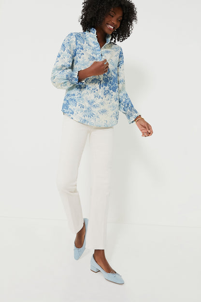 Misty Blue Toile Teagan Popover
