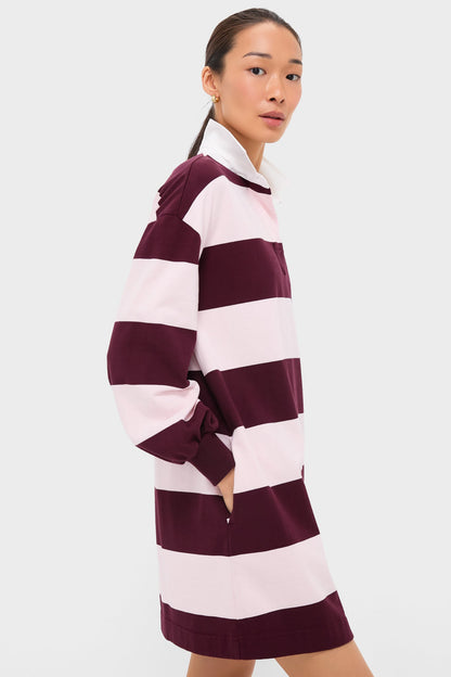 Pink and Winetasting Stripe Travis Rugby Dress