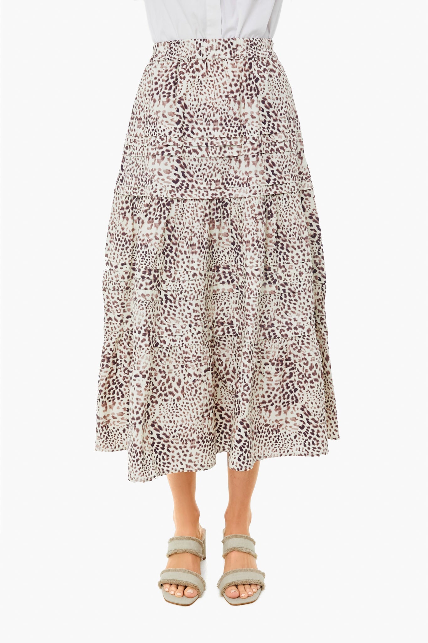 Day Calla Cheetah Pintuck Midi Skirt