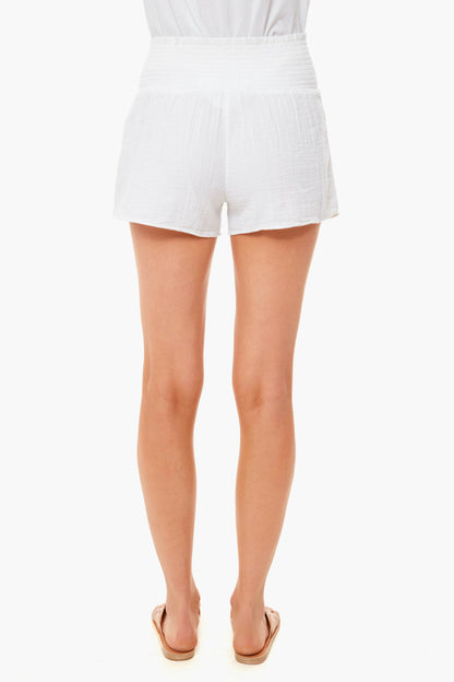 White Cap Gauzy Smocked Pull-On Shorts