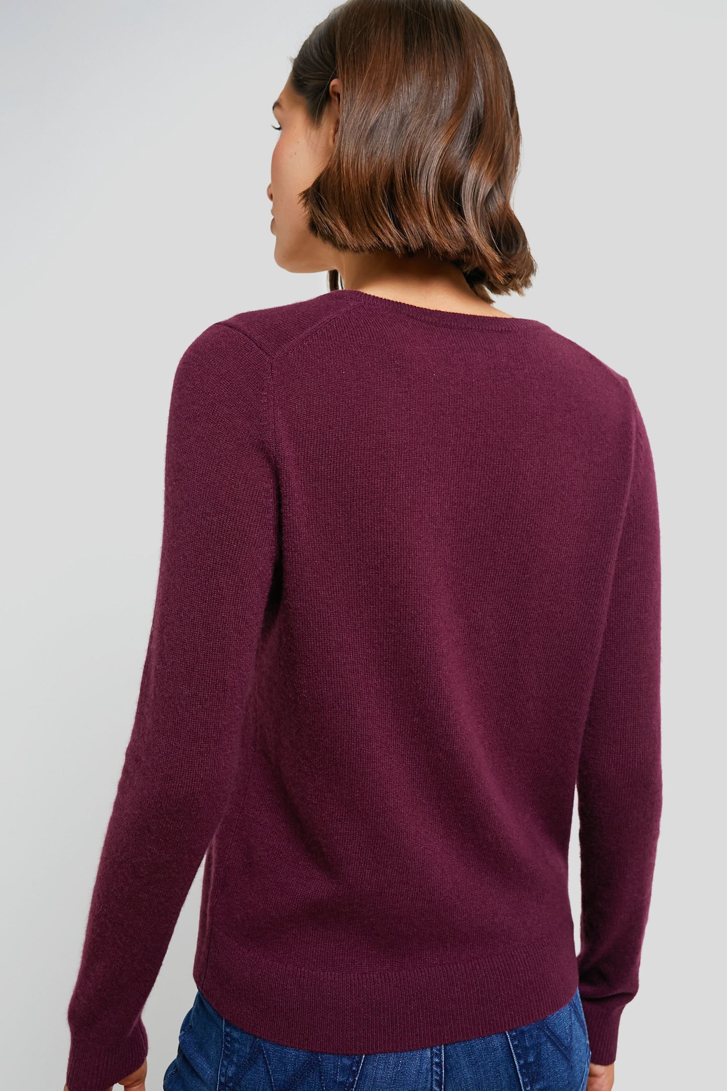 Oxblood Cashmere V-Neck Sweater