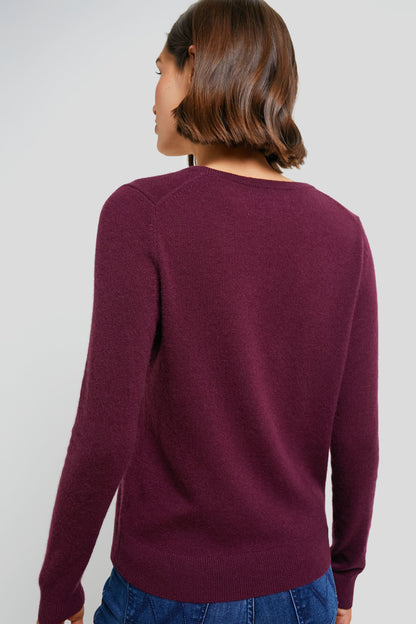 Oxblood Cashmere V-Neck Sweater