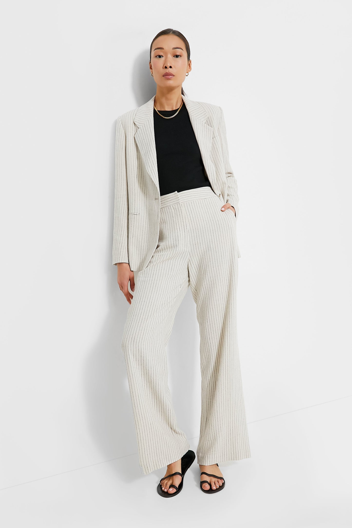 Natural Stripe Wide Leg Faris Pants