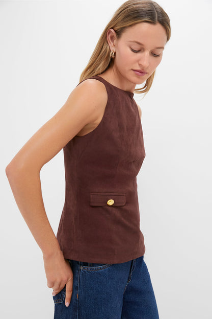 Brown Faux Suede Franz Top