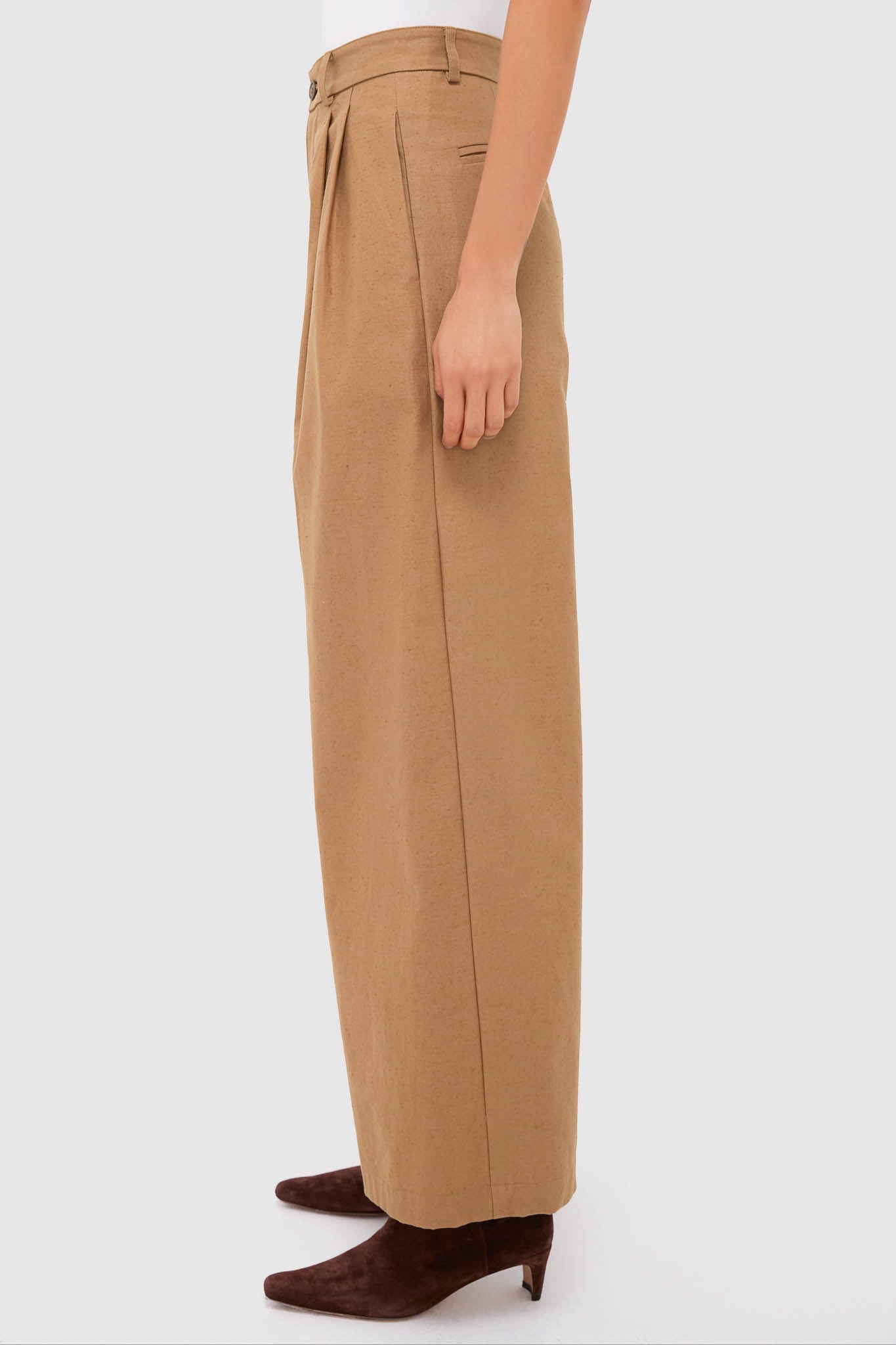 Umber Slubby Cotton Atelier Pleated Pant 2