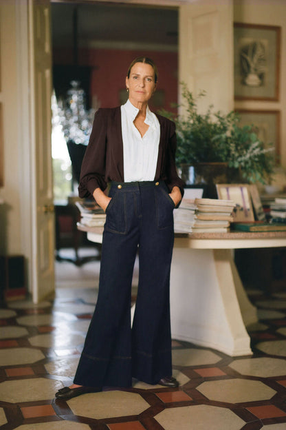 Dark Denim Wide Leg Palladian Pant