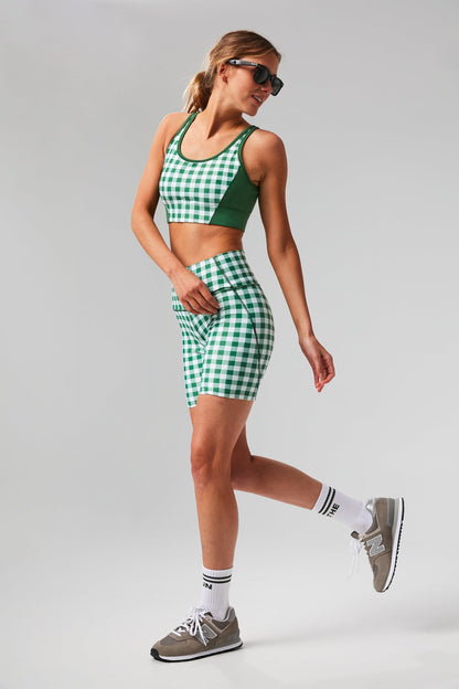 Green Trellis Gingham Jean Sports Bra