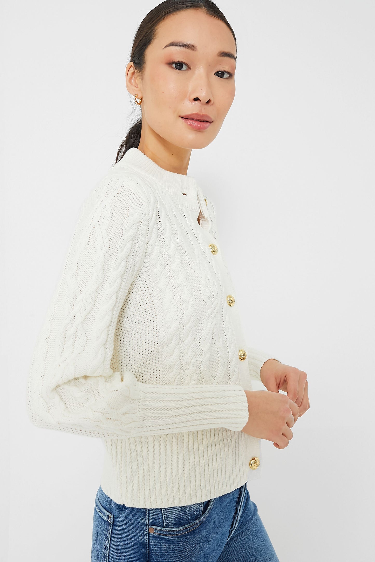 White Cotton Colette Cardigan
