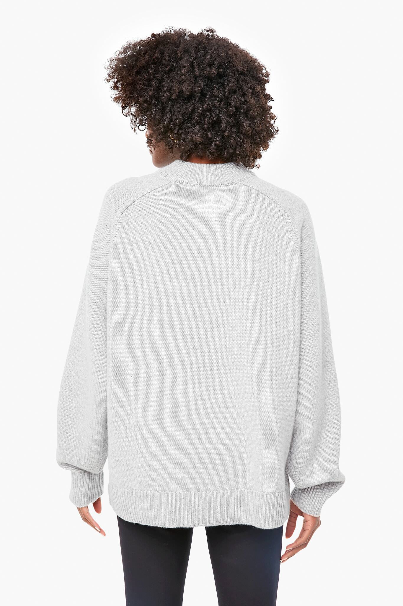 Heather Grey Oversize Cashmere Crewneck Sweater
