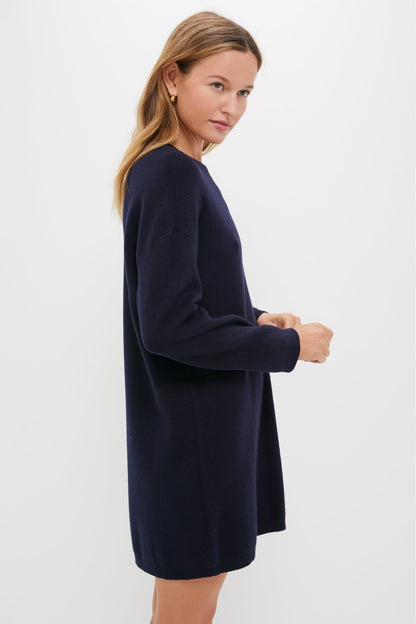 Navy Vivianne Crewneck Dress