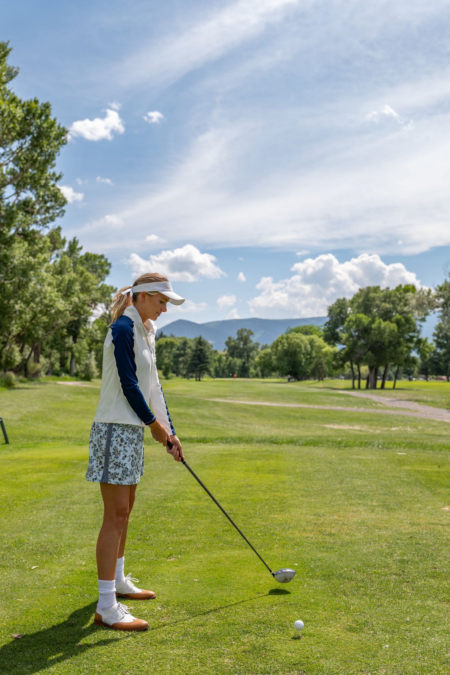 White and Navy Carver Quarter Zip Tee