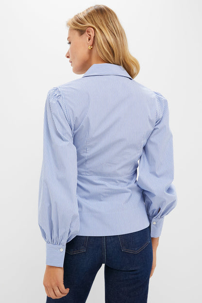 Continental Stripe Tie Front Bow Bea Blouse