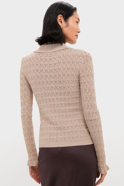 Champagne Ruby Knit Long Sleeve Polo