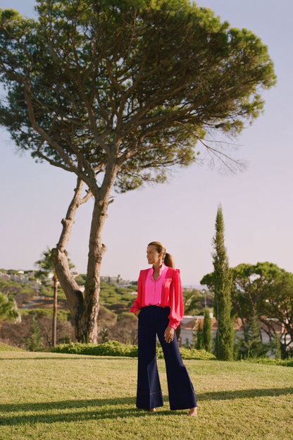 Dark Denim Wide Leg Palladian Pant