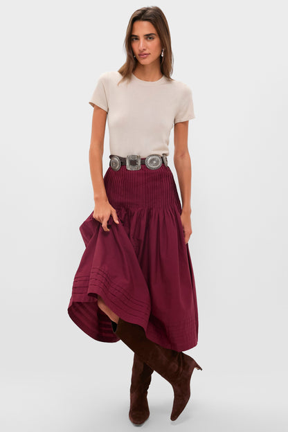 Bordeaux Rosa Midi Skirt