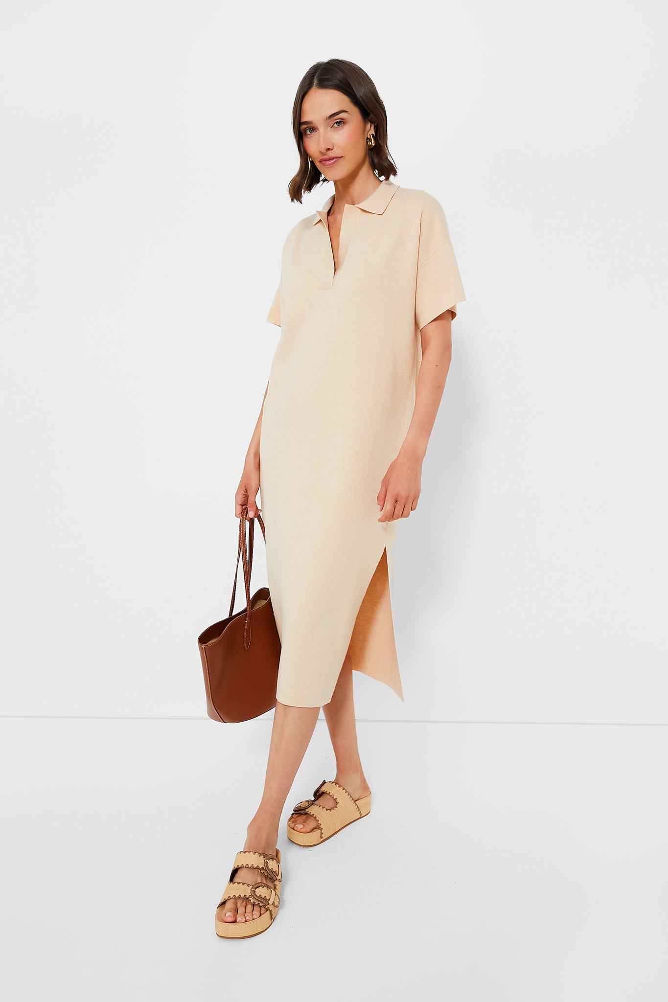 Tan Channing Polo Midi Dress